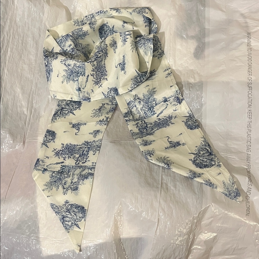 Blue Toile Scarf Ribbon - Picture 5 of 7